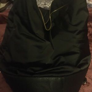 Loume Black Nylon Convertible Backpack Hobo